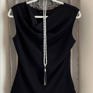 White House Black Market Pearl Necklace with Black Tassel